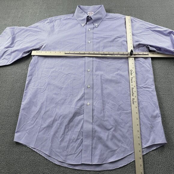 Brooks Brothers Shirt Adult Size 16.5 - 35 Check Button Up Long Sleeve Casual - Picture 9 of 13